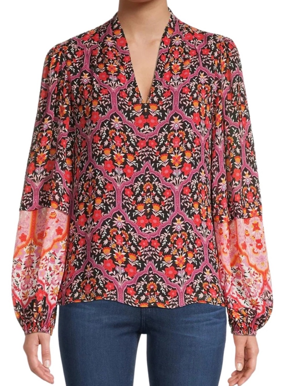 Kobi Halperin Azalea Blouse, Long Sleeve, Floral, XL